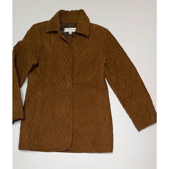 Jones‎ New York Quilted Coat Jacket Small Brown A13 - Picture 1 of 6